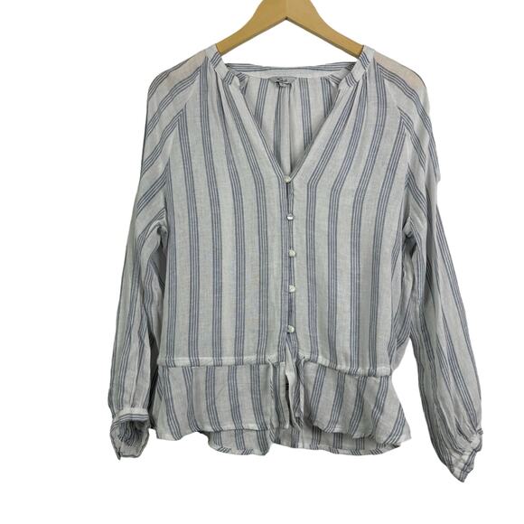 Rails Marti Cayman Striped Linen Blue White Blouse Size S - Picture 3 of 13